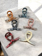 Korean Ribbon Style Transparent Hair Claw Clips – Cute Bow Acrylic Clutcher( pack of 12)