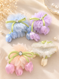 Korean Tulip Flower Hair Clutcher – Pastel Floral Banana Clip for Girls & Women(pack of 12)