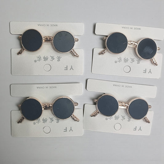 Vintage Round Sunglasses Hair Clip | Trendy Metal Hair Accessory for Girls & Women( pack of 12)