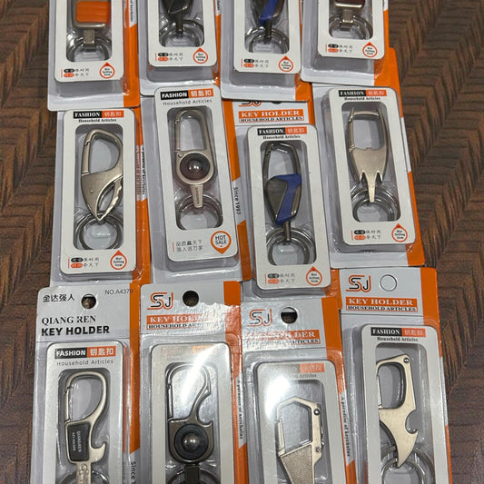 Premium Metal Key Holder | Heavy-Duty Stylish Keychain( pack of 12) mix design