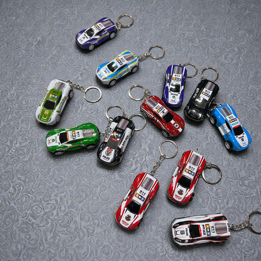 Mini Police Car Keychain | Die-Cast Metal Toy Car Keyring | 911 Emergency Vehicle Keychain (Assorted Colors)( pack of 12)
