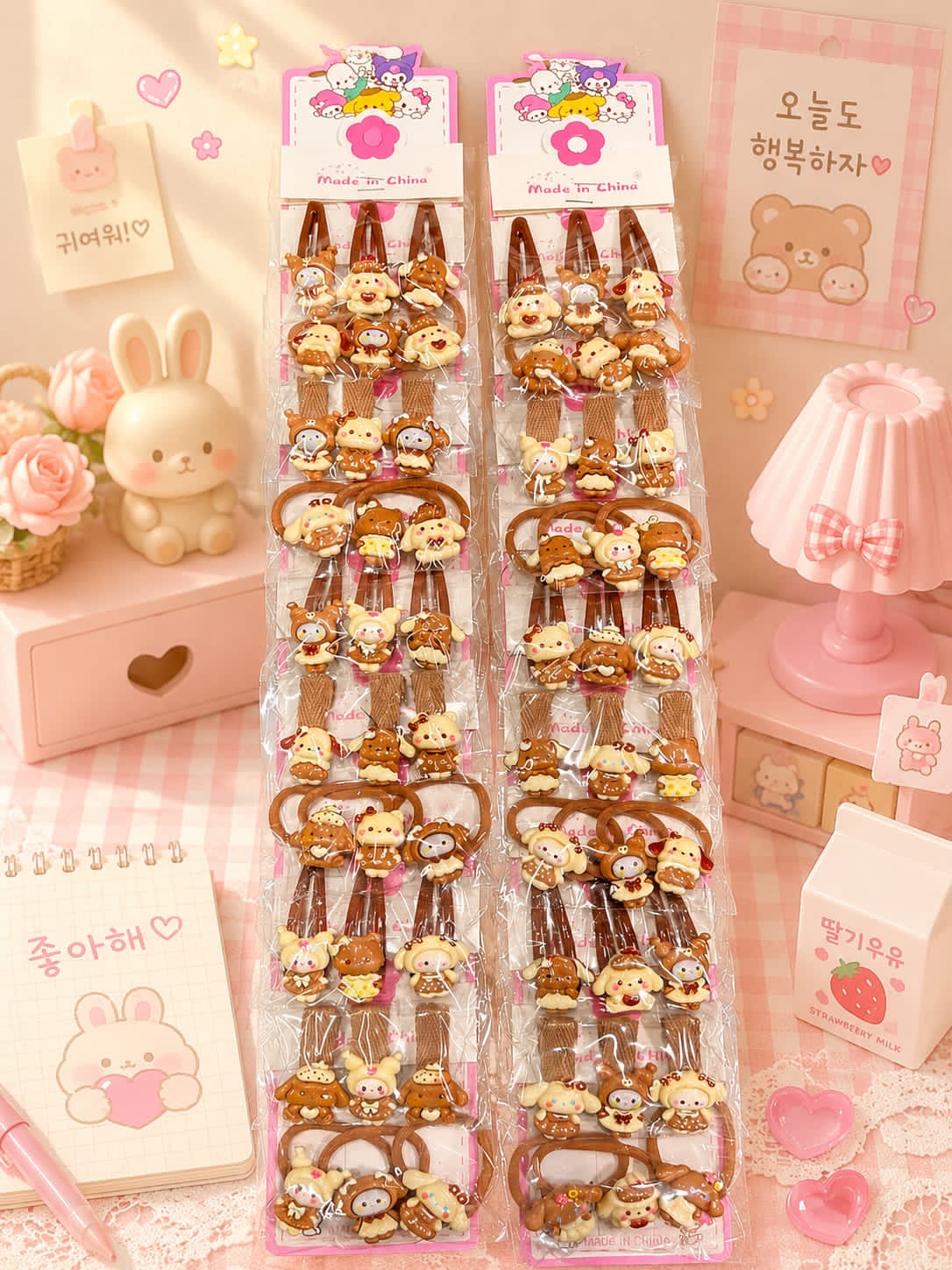 Korean premium tik tak , rubber band,hair clip for kids (pack of 10 pair in per strip)
