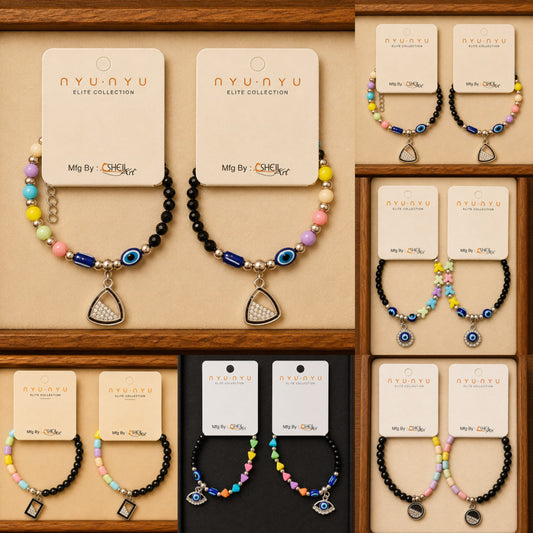 Evil Eye Beaded Statement bracelet – Multicolor Charm Collection(pack of 12 mix design pack )
