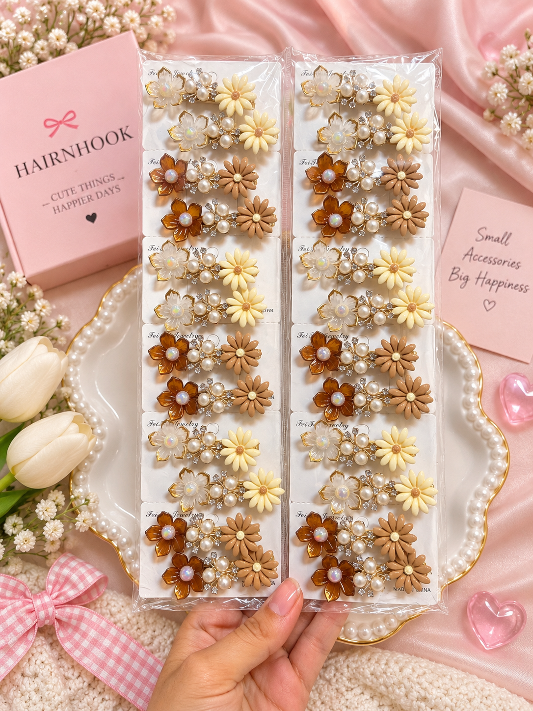Korean hair accessories pin for girls (pack of 12)