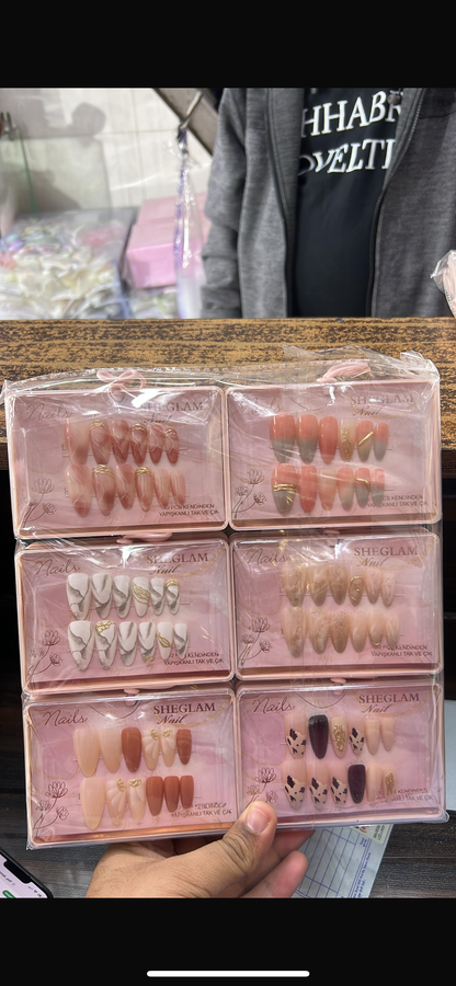 Premium Press-On Nails Set (12 Nails) | Reusable Designer Artificial Nails with ( pack of 12)