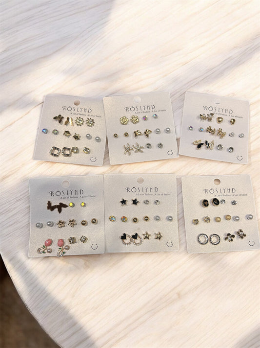✨ Korean Mini Stud Earrings Set ✨( pack of 12)