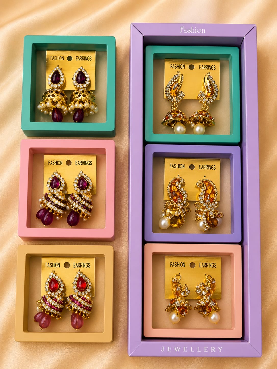 Indian style earrings for woman (pack of 6)