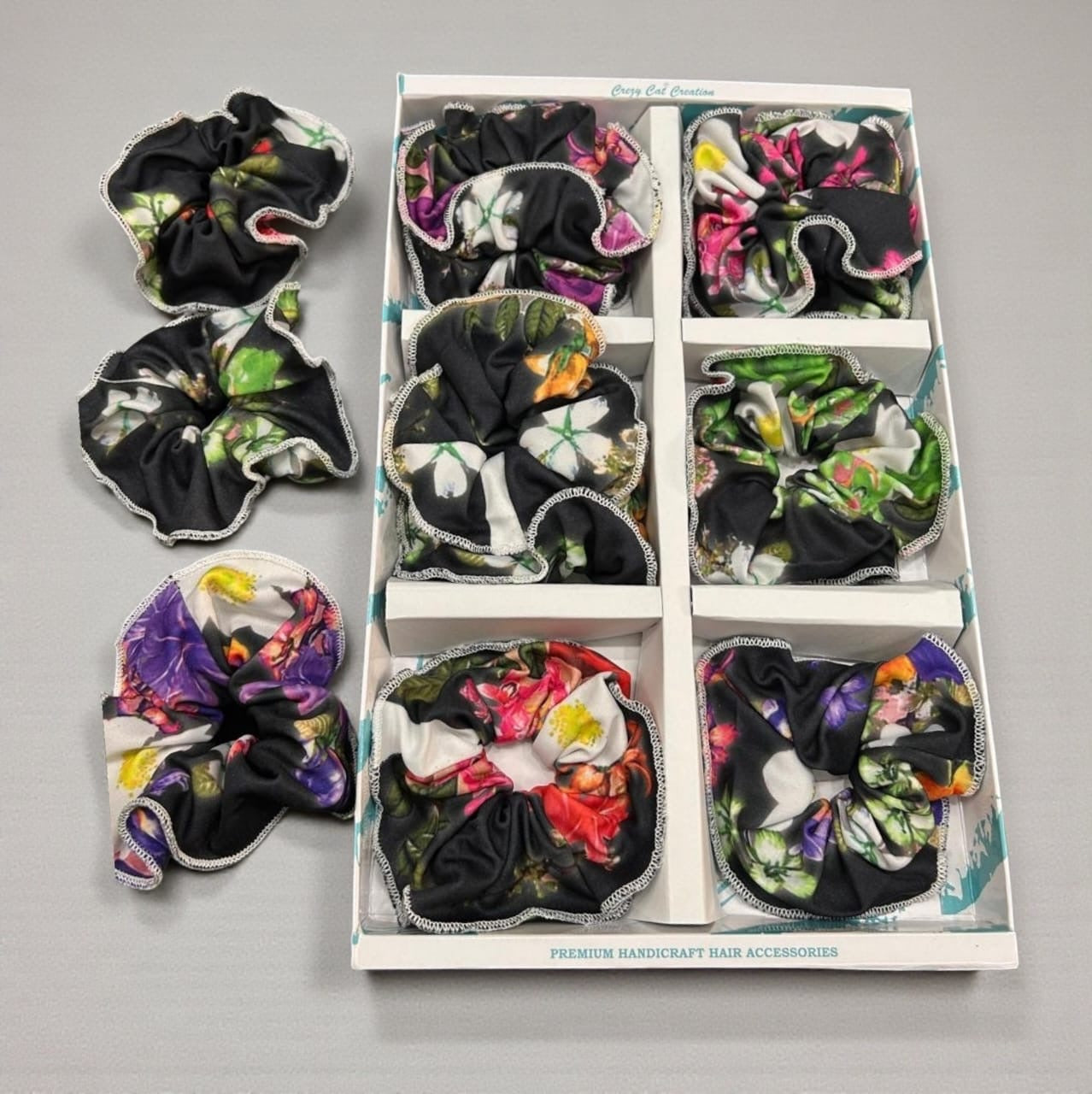 Printed scrunchies-2( pack of 12)