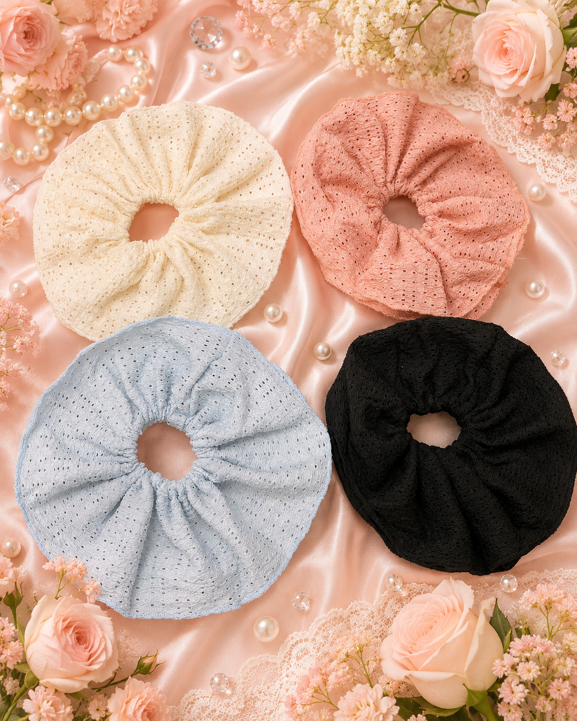 Korean premium scrunchies ( pack of 12)