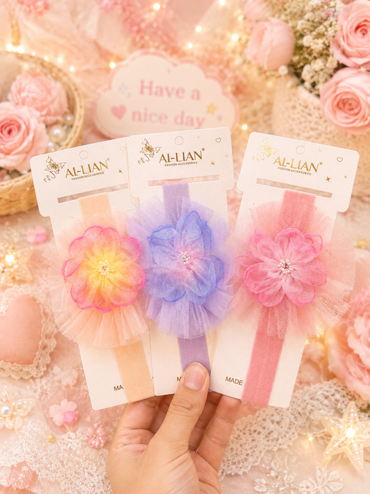 Cute Mesh Flower Headband for Girls(pack of 12)