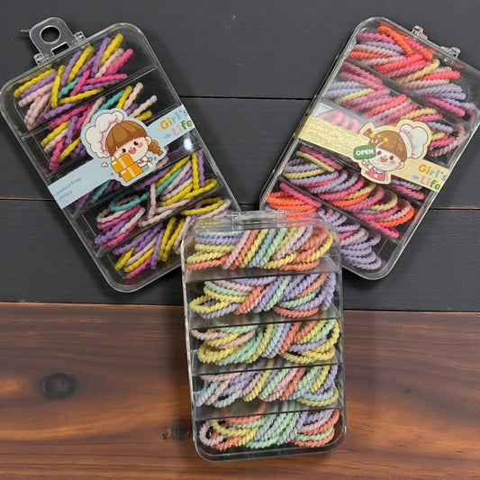 Colorful Spiral Hair Rubber Set | Soft Elastic Hair Ties for Girls ( pack of 12)