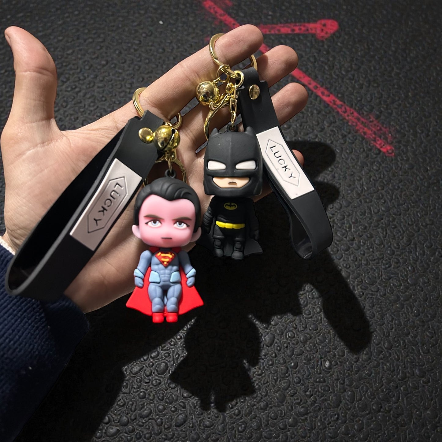 Superhero Cartoon Keychain Set | Cute 3D Hero Figures with Strap Key Ring (Pack of 12)