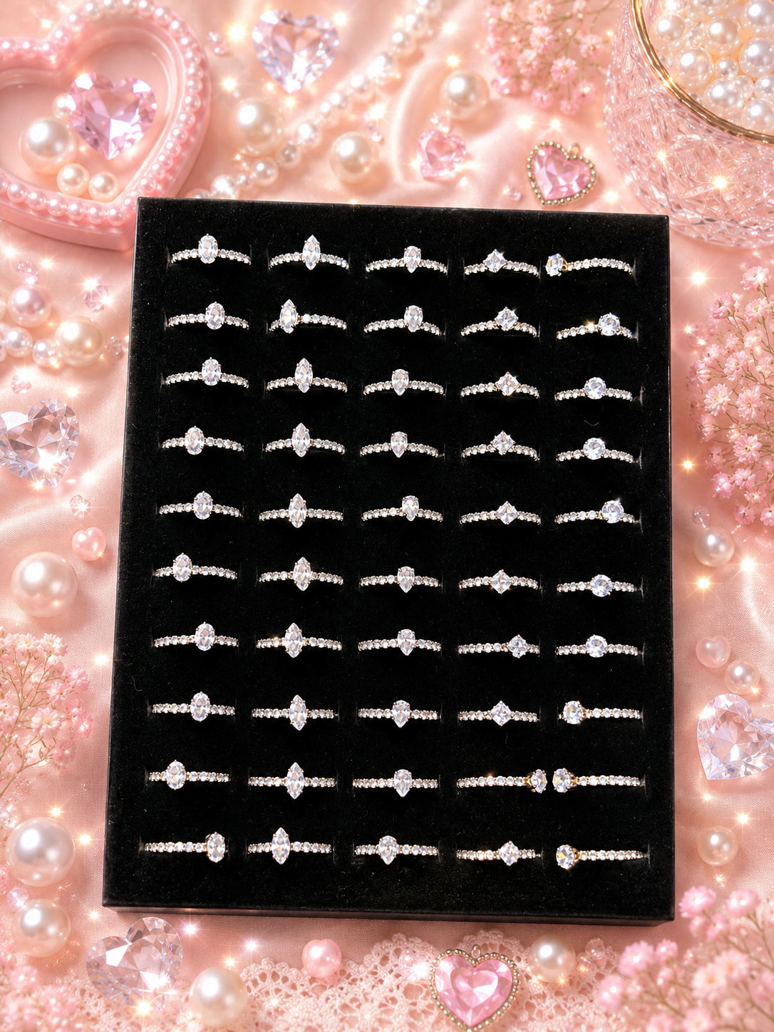 Korean Stainless Steel Ring Collection –  Fashion Rings for Women (pack of 12)
