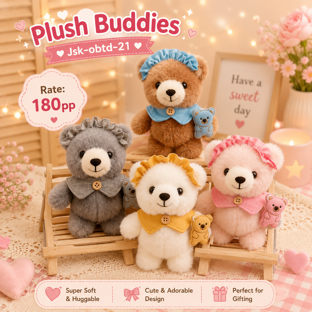 Premium plushies keychain (pack of 6)