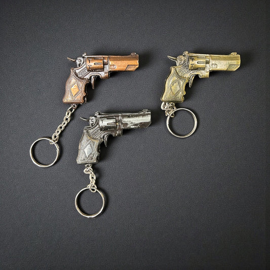 Mini Revolver Gun Keychain – Vintage Metal Pistol Keyring with Antique Finish( pack of 12)