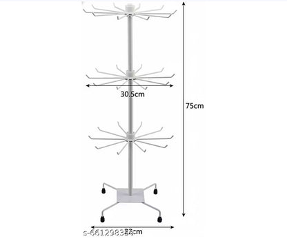 360° Rotating 3-Tier Jewellery Display Stand with Hooks (75 cm Height)