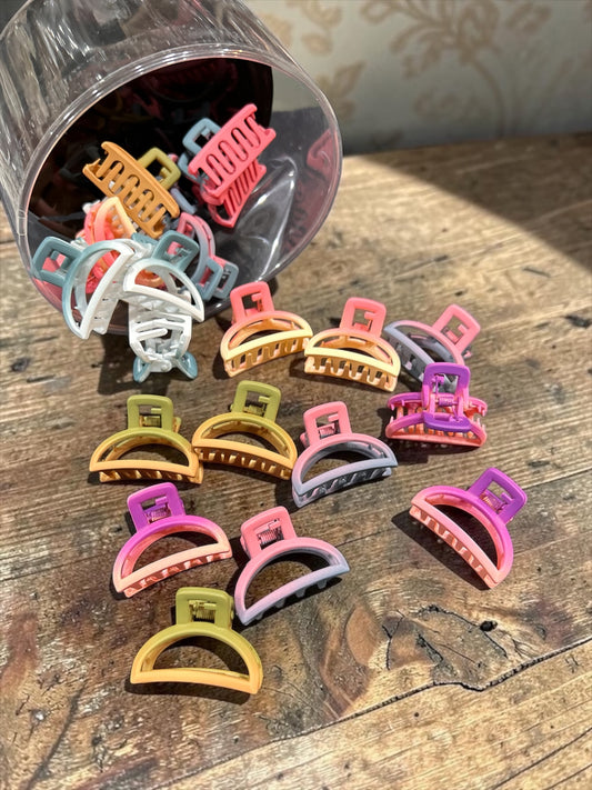 Pastel Arch Mini Claw Clips Jar Set | Korean Matte Hair Clutcher(pack of 20)
