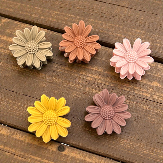 Mini Korean Sunflower Daisy Hair Claw Clip – Matte Floral Petal Design( pack of 12)