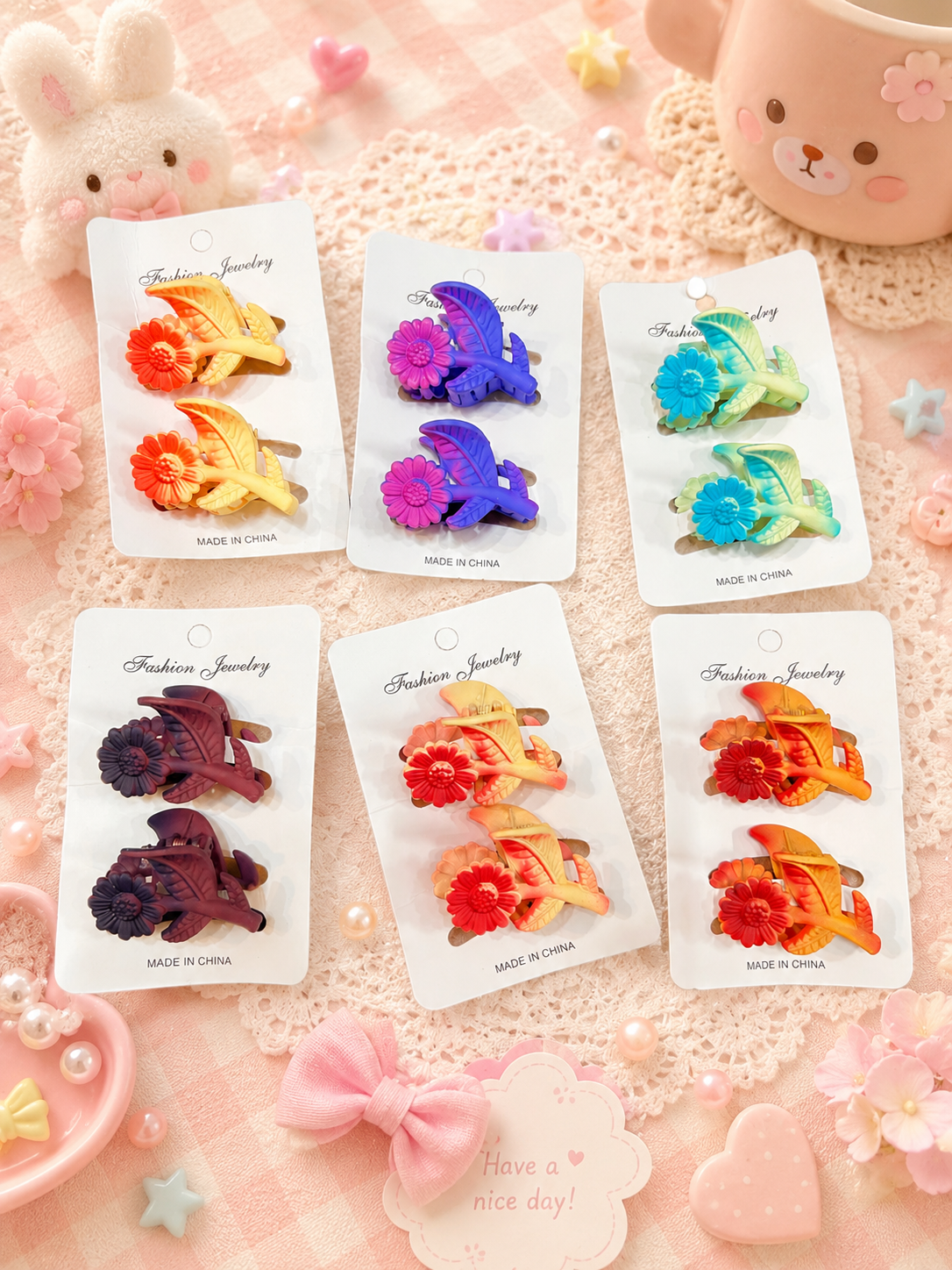 Korean 2 piece combo hair claw clip ( pack of 12 sets)