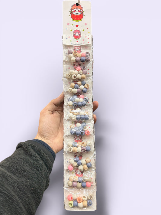 Colorful Kids Hair Beads Set | Mini Plastic Ponytail Beads (Pack of 10)