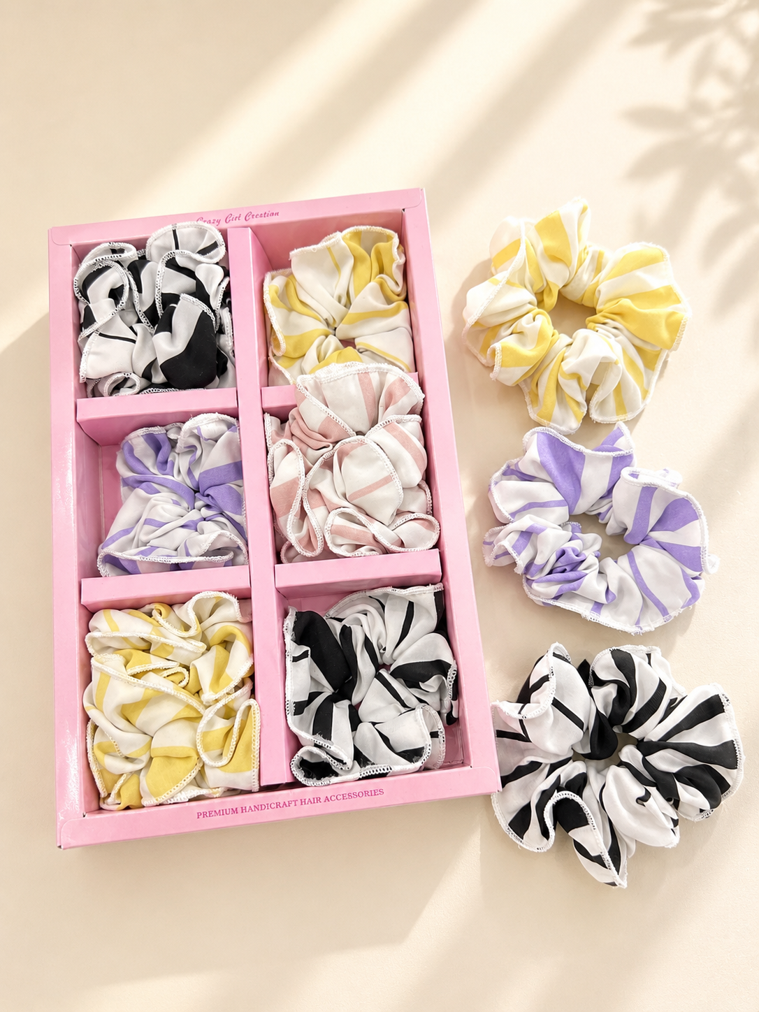 Korean premium box scrunchies (pack of 12)