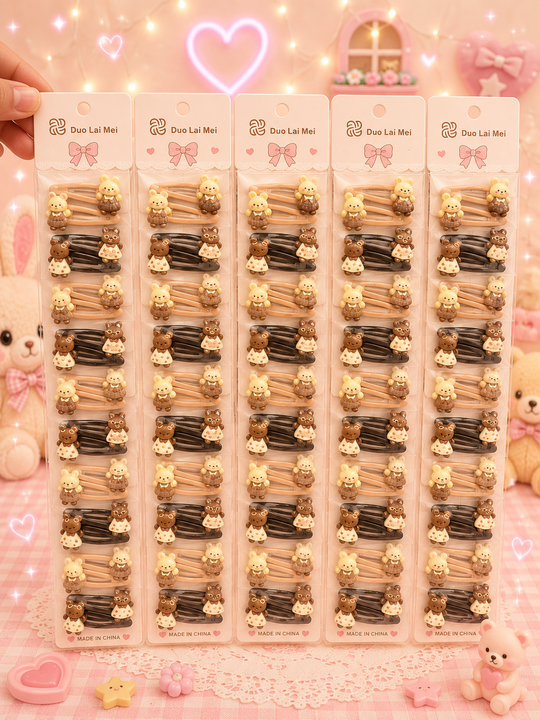 Cute kawaii hair tik Tak clip of kids(pack of 1 strip 10 pair)