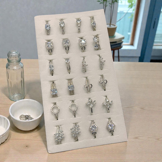 Premium Silver Look Adjustable Ring Set ( pack of 24)