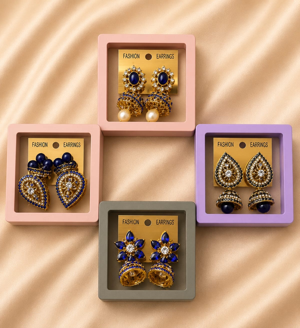 Indian style earrings for woman (pack of 4)