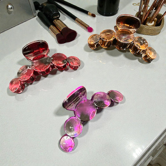 Glossy Bubble Design Hair Claw Clip | Transparent Acrylic Statement Hair Clip for Women( pack of 12)