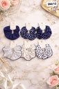 Korean Blue Printed Scrunchie Set – Polka Dot & Floral Soft Hair Ties for Women & Girls ( pack of 12)