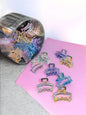 Korean Style Mini Transparent Hair Claw Clips – Iridescent Color Hair Clamps for Girls & Women( pack of 24)
