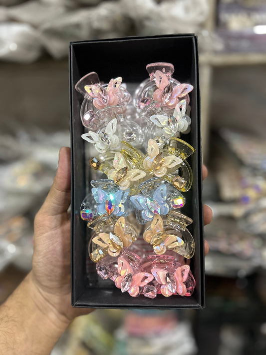 Cute Floral Crystal Hair Claw Clip Set (pack of 12)
