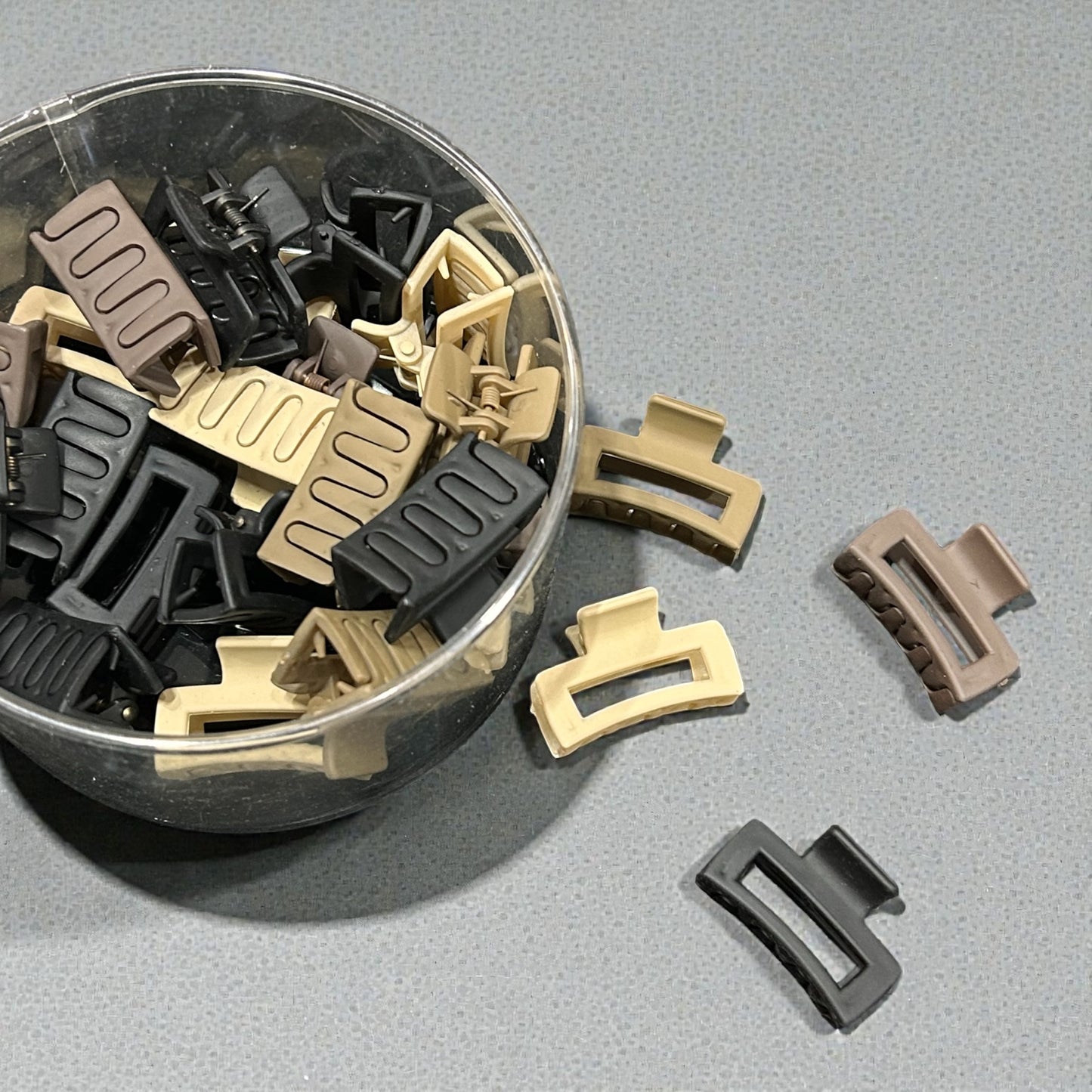 Mini Matte Rectangle Hair Claw Clips – Neutral Shades( pack of 24)