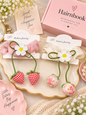 Handmade Floral Bow Dangle Hair scrunchie – Cute Strawberry & Floral Charm scrunchie (pack of 12)