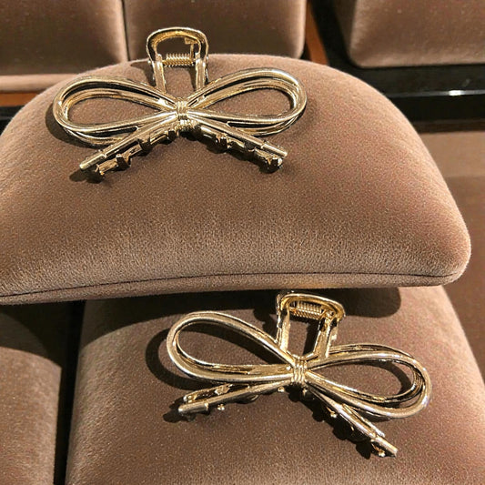 Metal Bow Hair Claw Clip | Elegant Gold & Silver Bowknot Hair Clip for Women( pack of 12)