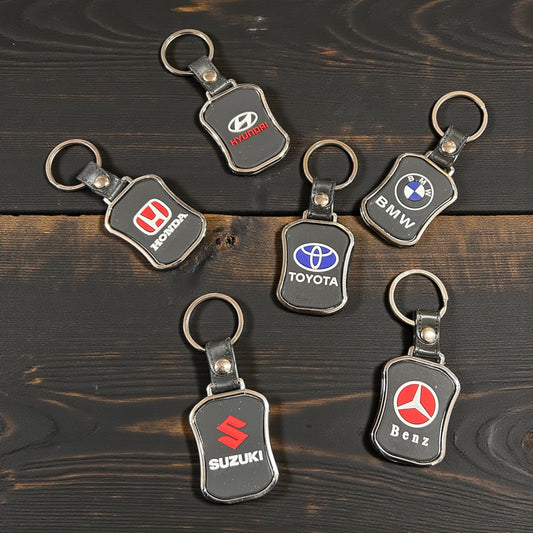 Premium Car Logo Metal Keychain – Stylish Leather Key Ring for Car Keys( pack of 12)
