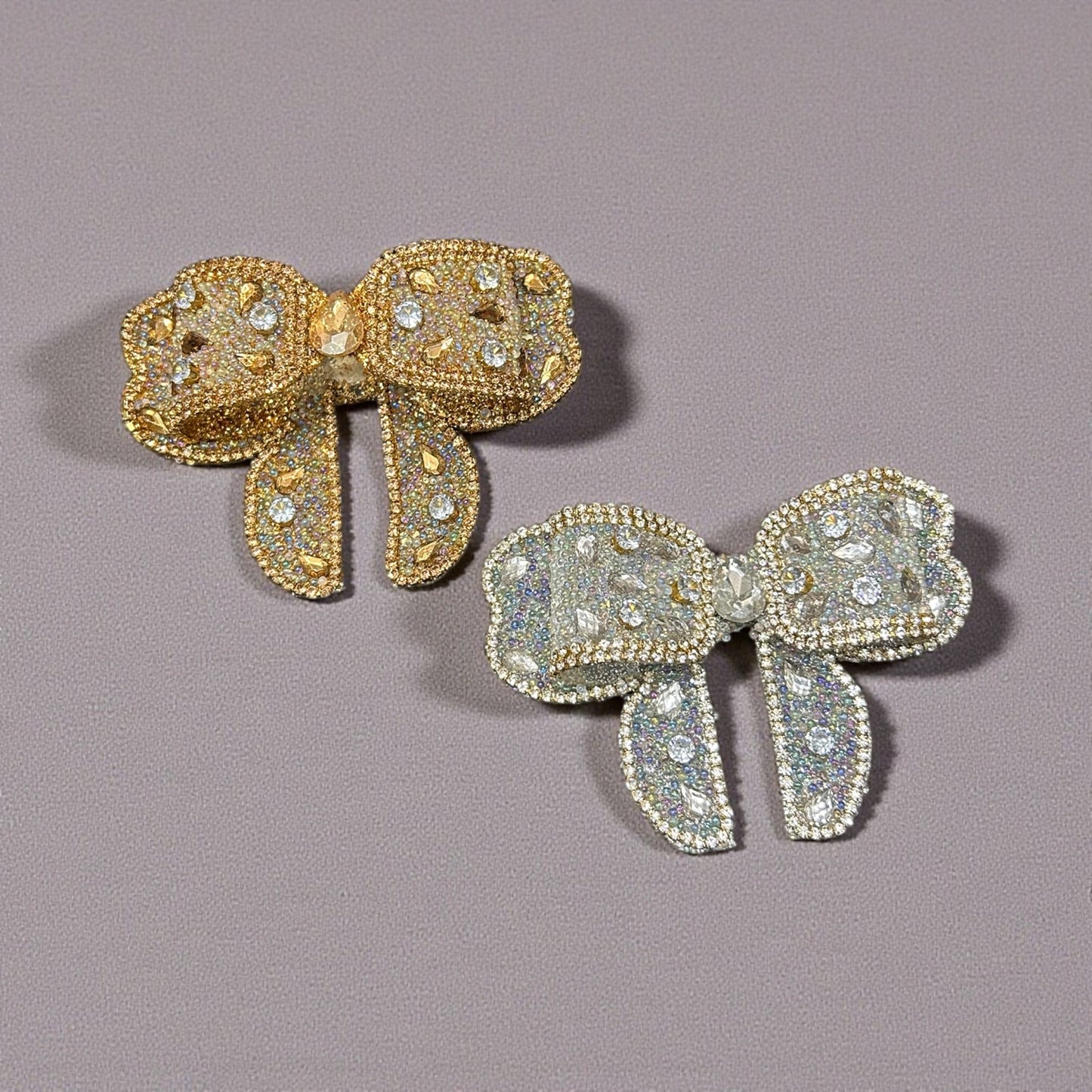 Premium Rhinestone Bow Hair Clip – Gold & Silver Crystal Bow Barrette for Women & Girls( pack of 3)