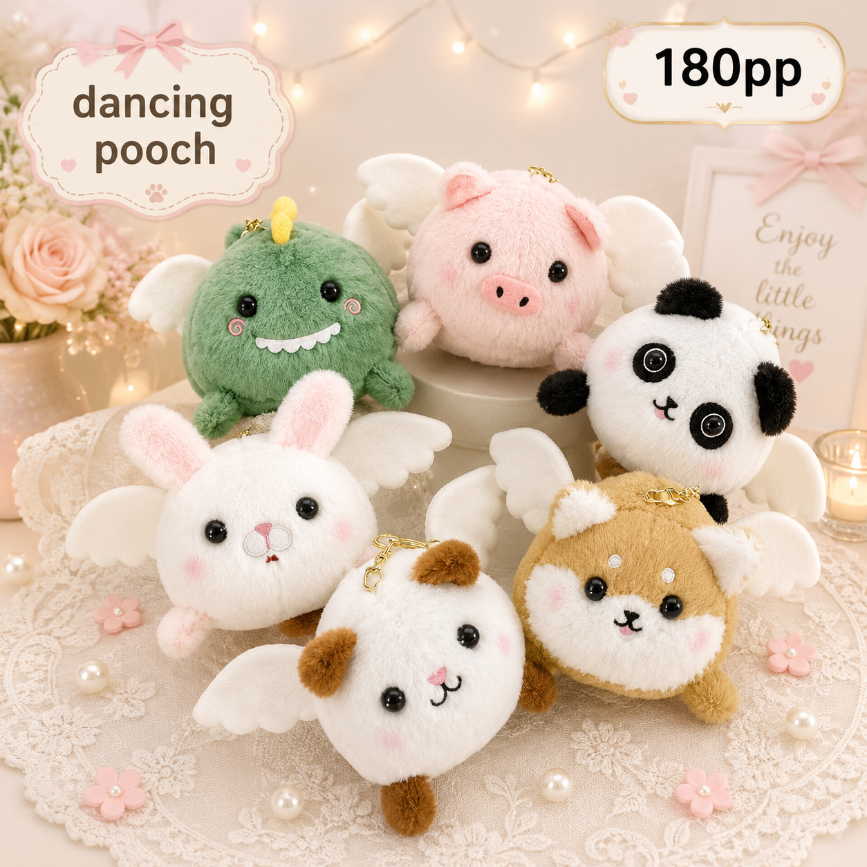 Premium plushies keychain ( pack of 6) with dancing pooch