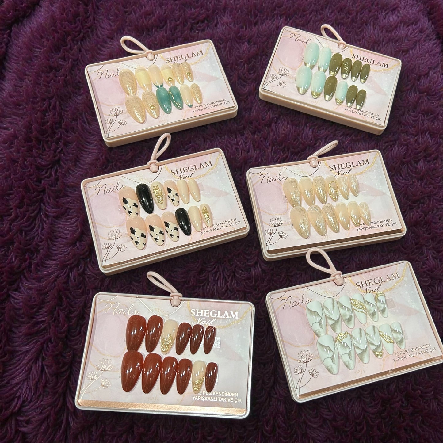 Premium Press-On Nails Set (12 Nails) | Reusable Designer Artificial Nails with ( pack of 12)