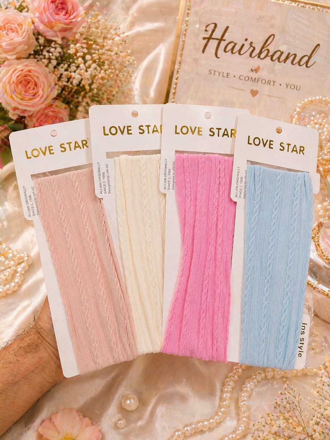 Korean Ribbed Stretch Hairband – Soft Pastel Headband(pack of 12)