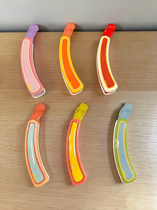 Honey Branded Banana Clip – Premium Printed Hair Accessory for Women & Girls( pack of 12)