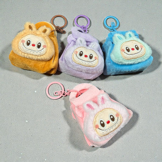 Cute Plush Mini Backpack Coin Pouch Keychain ( pack of 12)