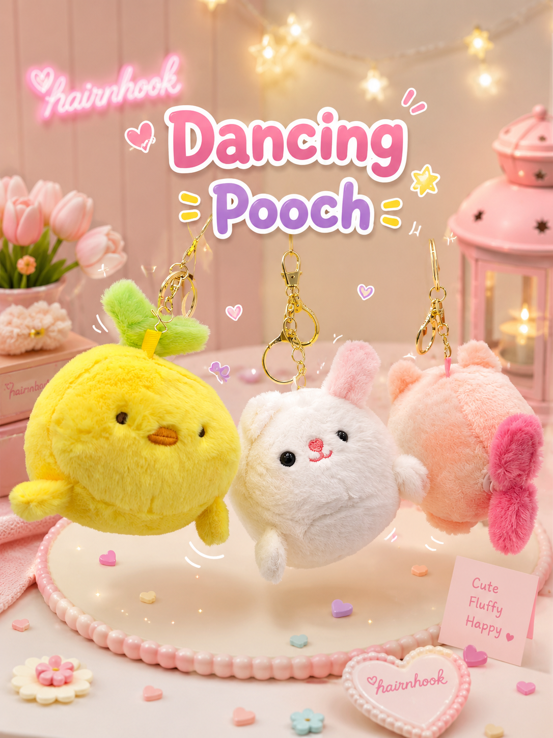 Premium plushies keychain ( pack of 6) with dancing pooch