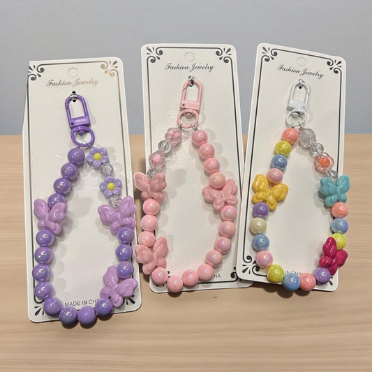 Butterfly Beads Phone Charm – Cute Aesthetic Crystal Mobile Strap for Girls & Women( pack of 12)