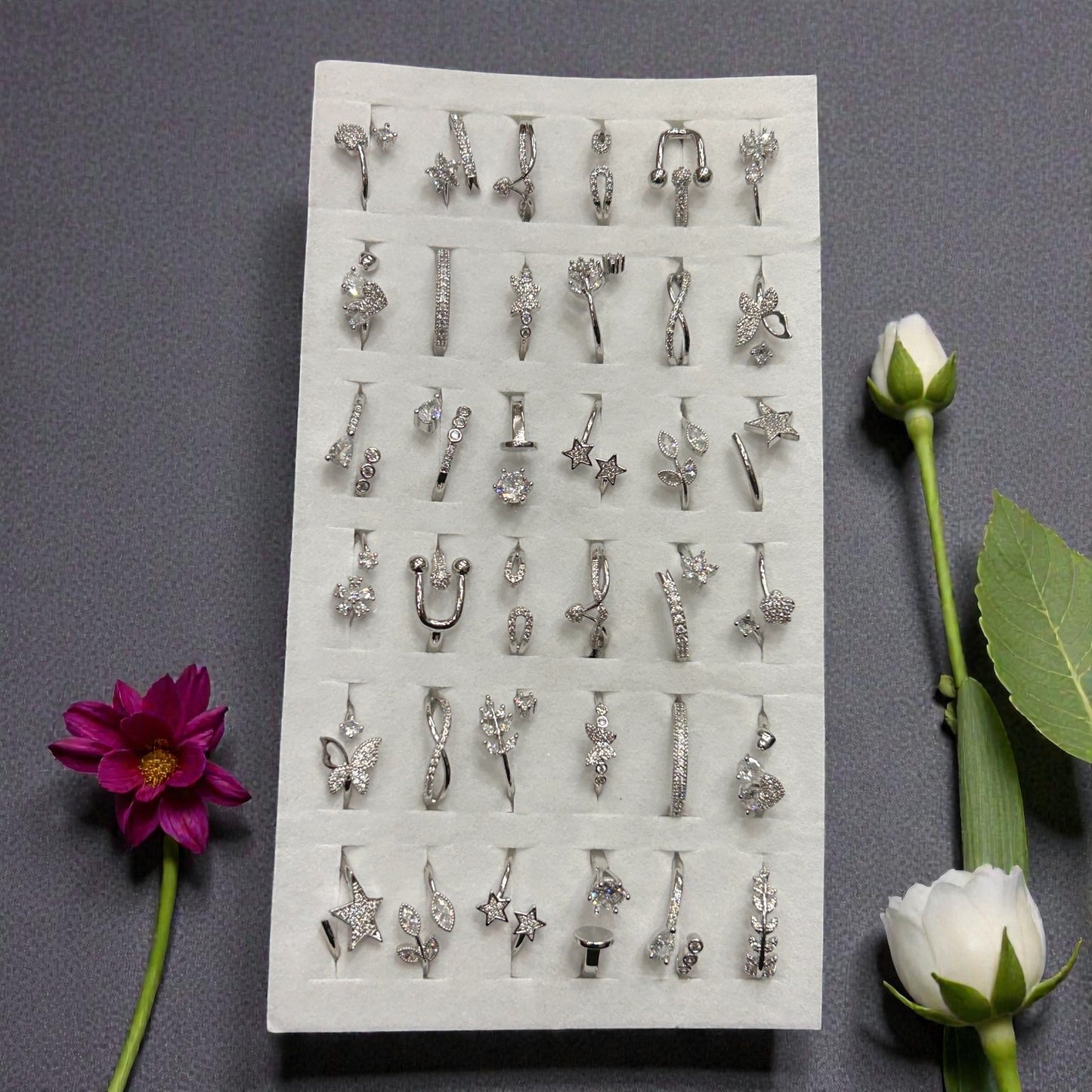 Luxury Silver Finish Adjustable Ring ( pack of 36)