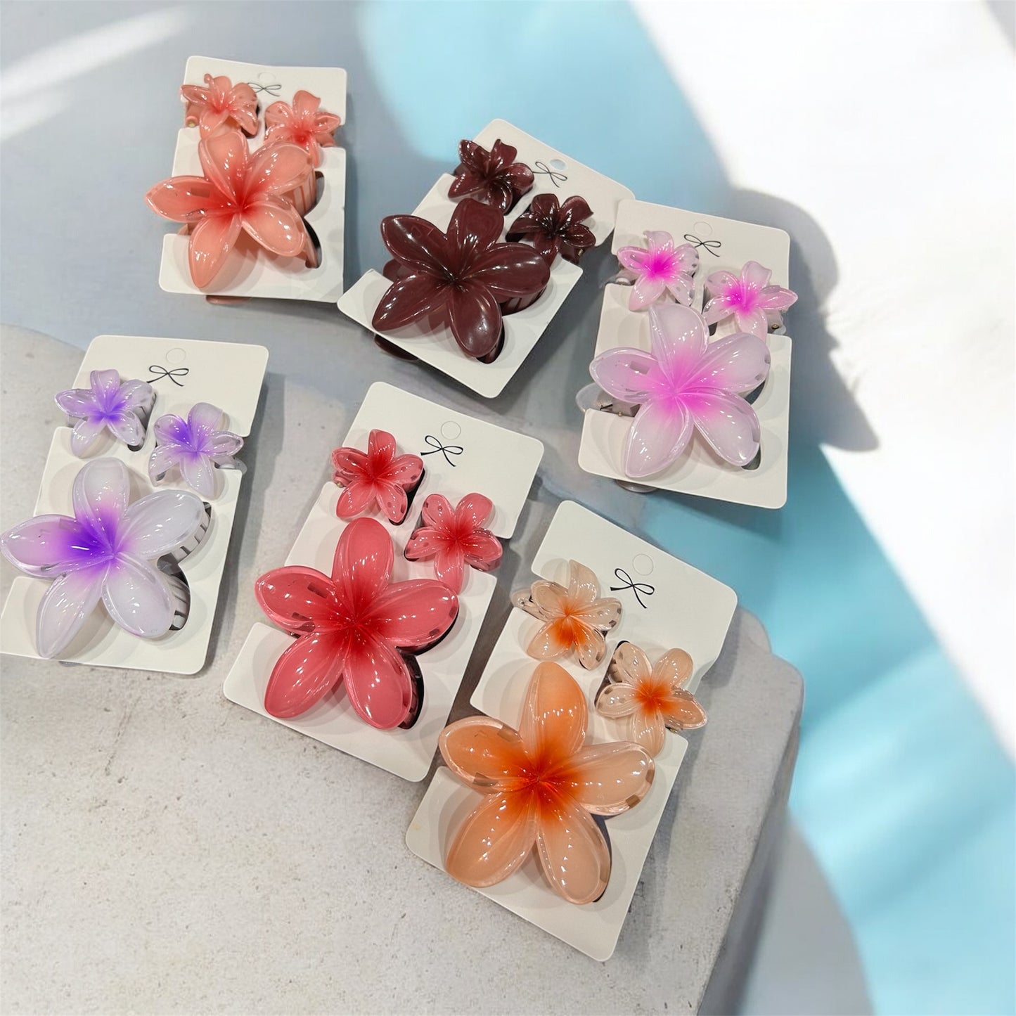 Korean Style Flower Hair Claw Clips – Combo Set ( pack of 12)