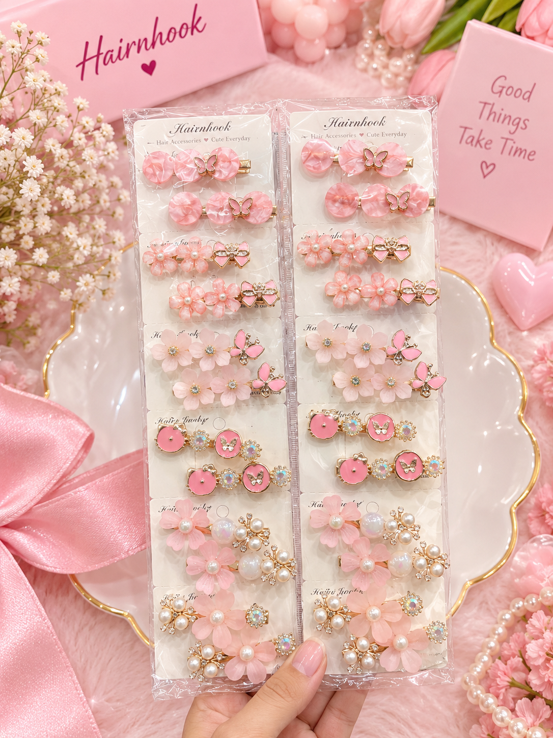 Korean hair accessories pin for girls (pack of 12)