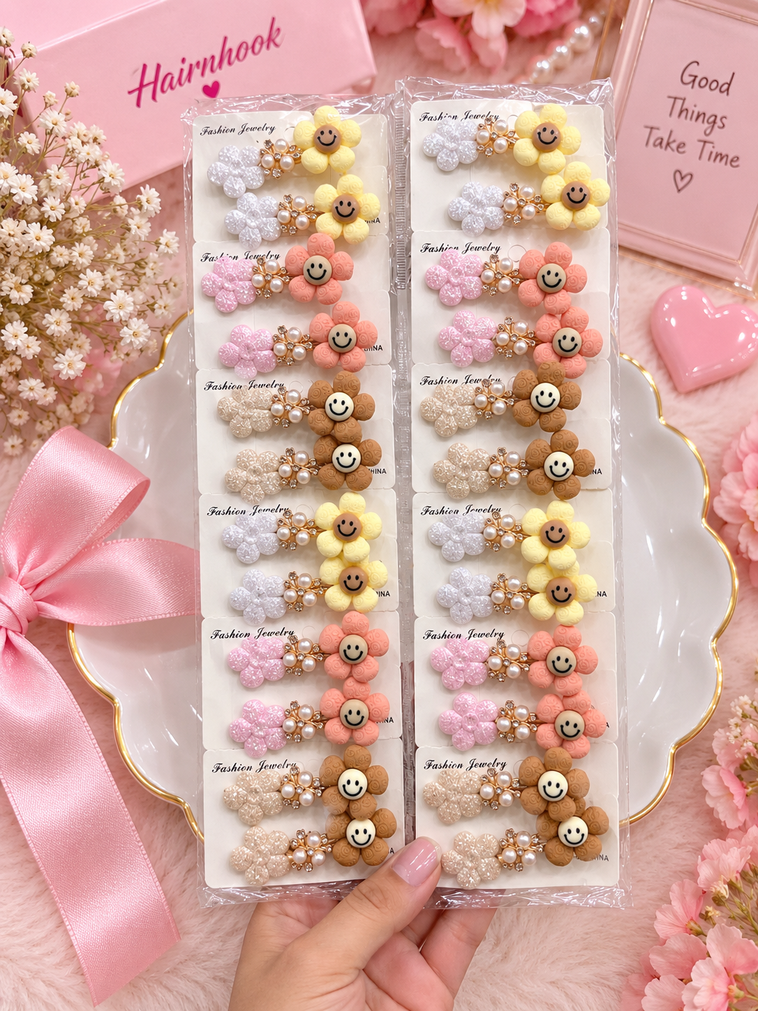 Korean hair accessories pin for girls (pack of 12)