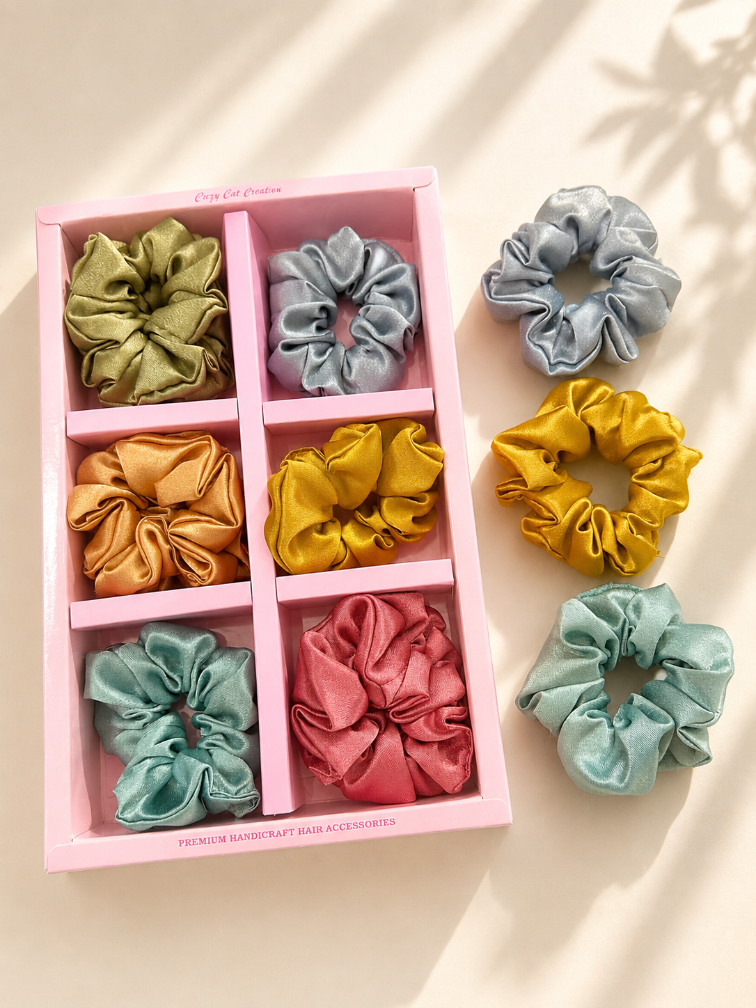 Korean premium box scrunchies (pack of 12)