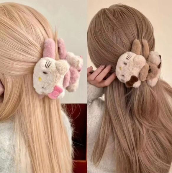Cute Plush Bunny Hair Claw Clip | Soft Cartoon Hair Clip for Girls & Women( pack of 12)